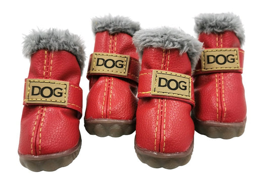 4pc Winter Fur Booties - Red