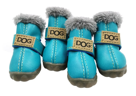 4pc Winter Fur Booties - Blue